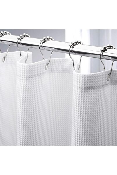 Generic ستارة دش AmazerBath طويلة من قماش الوافل، ستارة دش من القماش المتين م...