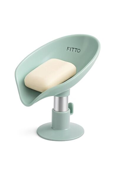 Generic FITTO Leaf-Shape Self-Draining Soap Dish with Suction Cups, Double-La...