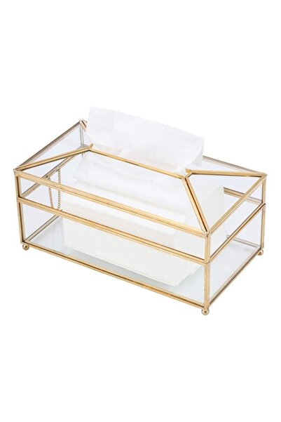 Generic حامل علبة مناديل مزخرف، صندوق تخزين مناديل زجاجي أنيق مستطيل الشكل مع...