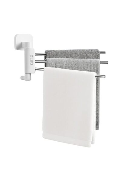 Generic حامل مناشف فيتو من الفولاذ المقاوم للصدأ، ذاتي اللصق، مزود بأربعة أذرع - حامل مناشف دوار مثبت على الحائط