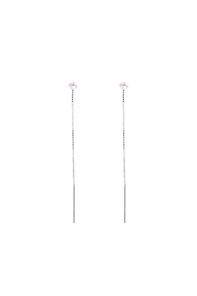 Bijuteria SORELLY Silver Wire Earrings with Baby Pink Zirconia Stone