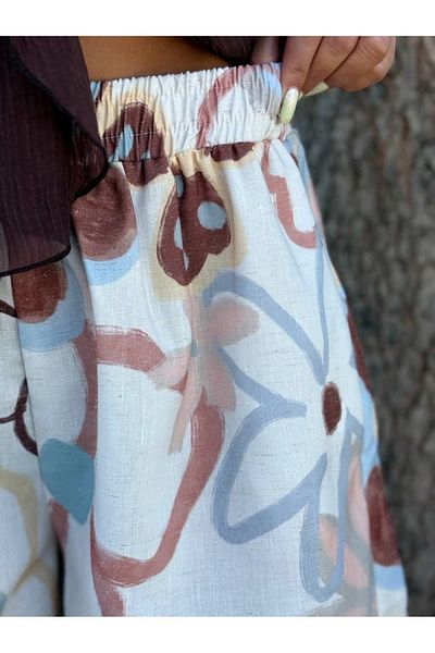 Leila Women's Flower Patterned Linen Shorts