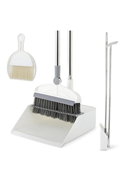 Generic مجموعة مكنسة مع مجرفة، مجموعة مكنسة ومجرفة 2 في 1 بمقبض طويل، تدور بز...