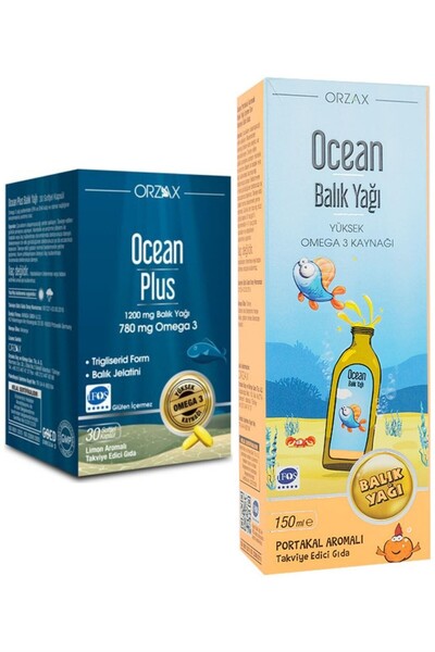 Ocean Plus Omega 3 1200 Mg 30 Kapsül + Balık Yağı Portakal Aromalı Şurup 150ml