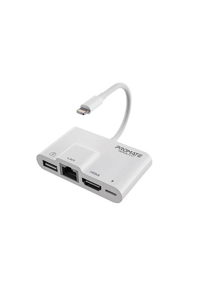 Promate 4-in-1 Multimedia Hub With Lightning Connector