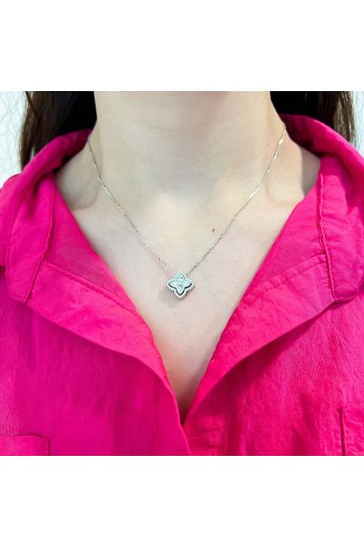 Bijuteria SORELLY Silver Flower Chain with White Stones