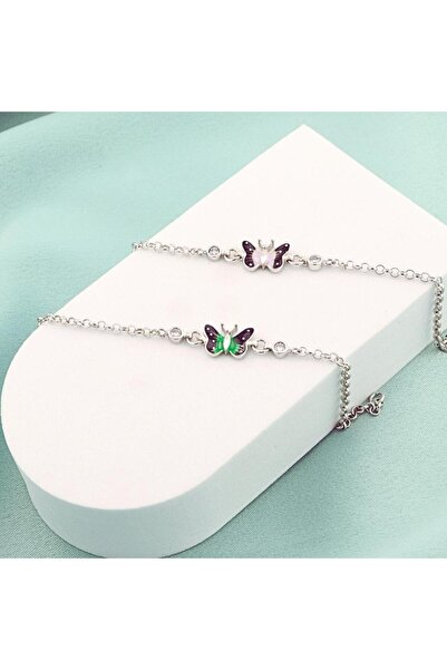 Bijuteria SORELLY Bratara Argint Copii Fluture cu Email Verde