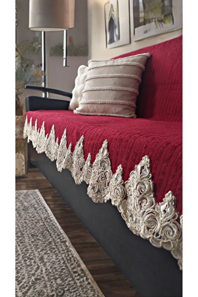 baladı home ev tekstil home collection Dantelli koltuk örtüsü takım olarak 4parçası ( 3.3.1.1 ) özel kaymaz taban Süngerli