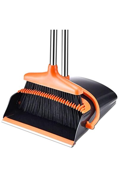 Generic مجموعة مكنسة ومجرفة لوميشو بمقبض طويل، ذاتية التنظيف مع أسنان مجرفة، ...