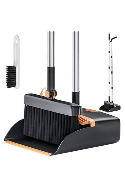 Generic مجموعة المكانس والمجرفة من موتيم، مكانس قابلة للطي ومجرفة بمقبض طويل،...