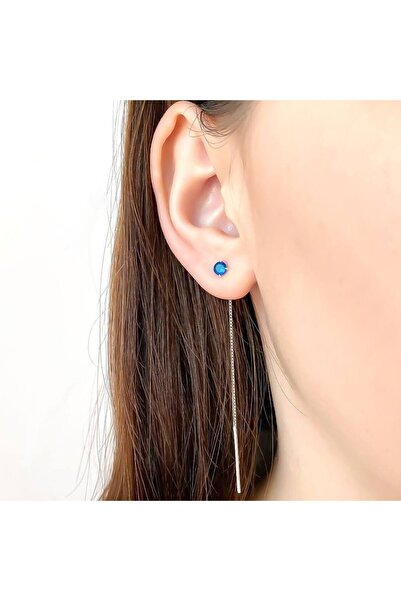 Bijuteria SORELLY Cercei Argint Fir cu Piatra Zirconia Albastra