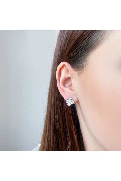 Bijuteria SORELLY Silver Flower Earrings with Stripes