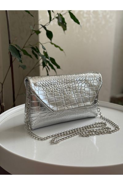 Bagnest Crocodile Pattern Women's Cross Shoulder Bag with Long Chain Strap