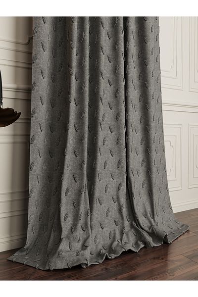OnyxHome Barcelona Linen Bearded Fon Curtain Gray