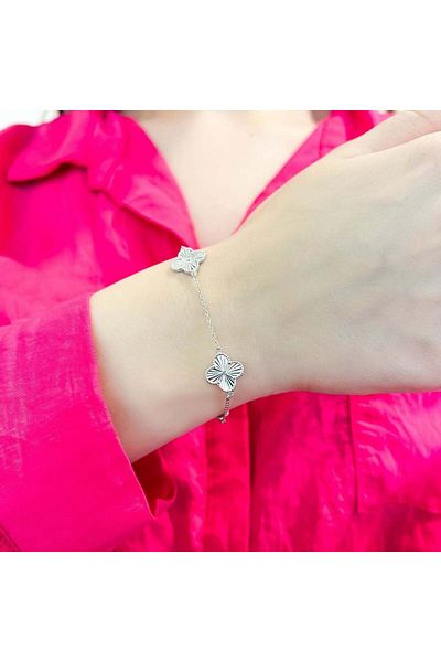 Bijuteria SORELLY Silver Bracelet Flowers with Stripes