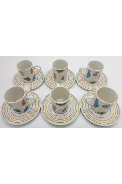 Ufuk Porselen 12 Parça Kahve Takımı Kedili