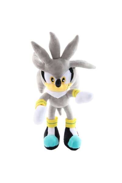OEM Jucărie de pluș Sonic argintie din desenele animate Sonic, cu funcție muz...