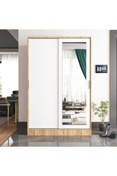 TUMBLERA AURA BIANCO PİNE Portmanto Vestiyer Ayakkabılık Aynalı 2 Sürgü Kapaklı