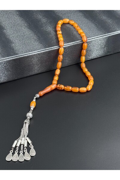 Tesbih-i Hazır Tesbihçilik سبحة من العقيق المضغوط بتصميم خاص مع تصميم شرابة