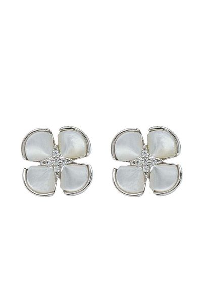 Bijuteria SORELLY Silver Flower Earrings with Mother of Pearl