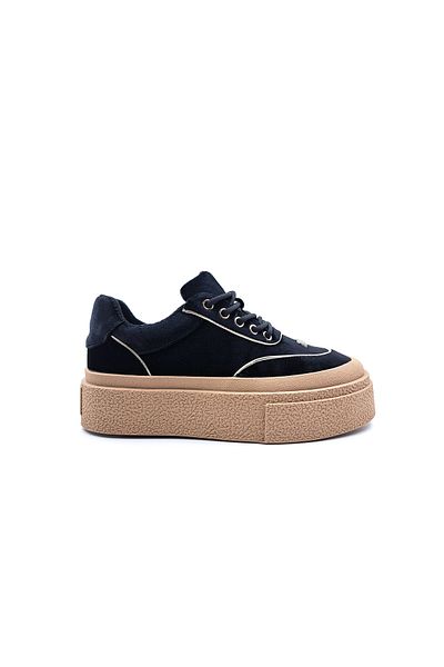 Guja Thick Sole Velvet Women's Black Sneaker Shoes