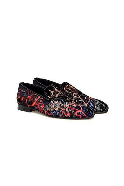 FRANCO CALVANI Black Color Laceless Genuine Leather Velvet Men's Shoes