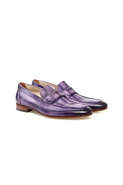 FRANCO CALVANI Purple Color Laceless Khaki Leather Men's Shoes