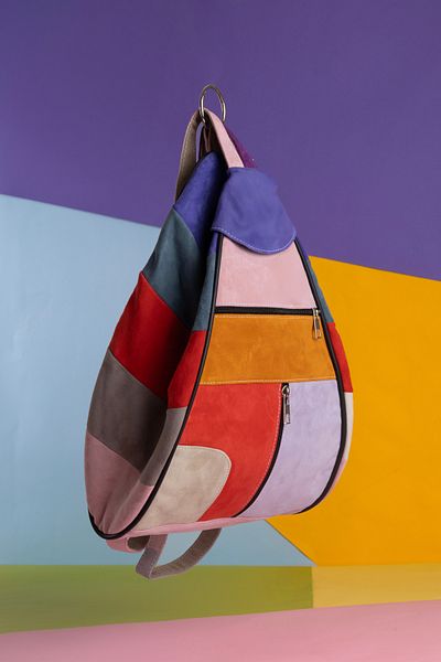 fubileather Genuine Leather Suede Mochila Backpack, Shoulder Strap Bag Vibrant Colors