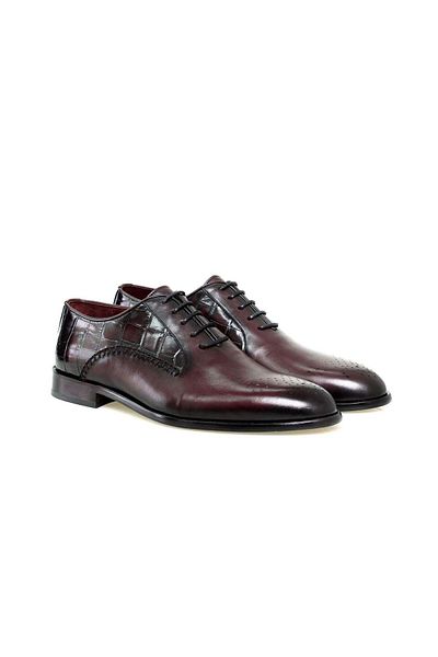 FRANCO CALVANI Bordo Color Lace-Up Genuine Leather Men's Shoes
