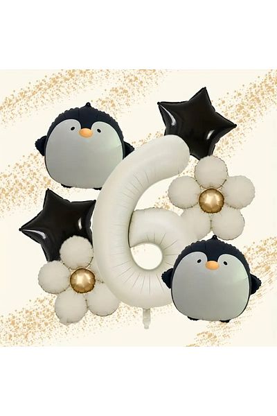 DÜVENCİ TİCARET Penguin Cream Daisy Balloon Set