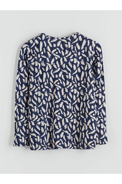 LC Waikiki Lcw Grace Navy Blue Crew Neck Print Women's Blouse