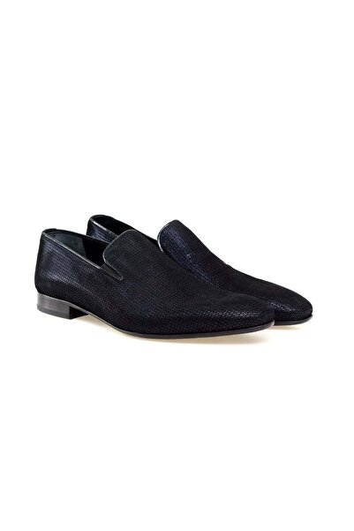 FRANCO CALVANI Dark Blue Color Laceless Genuine Leather Men's Shoes