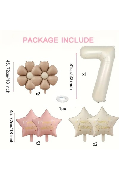 DÜVENCİ TİCARET Set de baloane cu folie, în culorile caramel, margaretă, roz,...