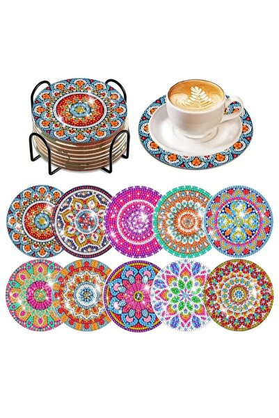 Home Dekoratif hediyelik 5d sayılarla kristal taşlı elmas mozaik 10'lu bardak...