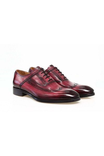 FRANCO CALVANI Bordo Color Lace-Up Genuine Leather Men's Shoes