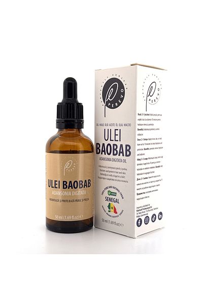 Perevo Baobab Oil 50 ml, – Intense Hydration Dry Skin, Anti-Aging, Damaged Hair