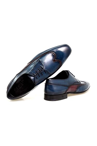 FRANCO CALVANI LACİVERT RENK BAĞCIKLI HAKİKİ DERİ ERKEK AYAKKABI