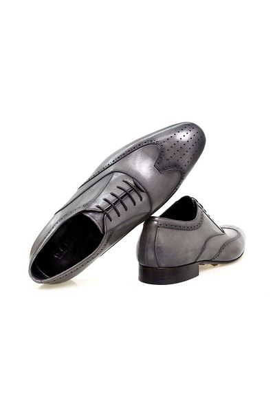 FRANCO CALVANI Gray Color Lace-Up Genuine Leather Men's Shoes