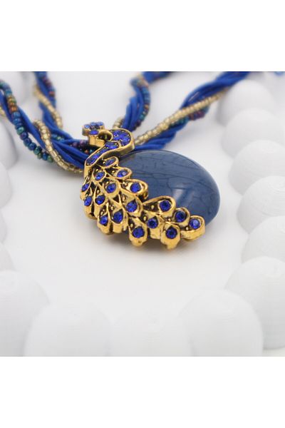 Retrovy Store Real Stone Handmade Peacock Necklace