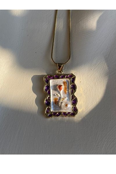 Brethils Art Painting Enamel Necklace Guaranteed Not to Tarnish Pinterest Model 45cm Billed