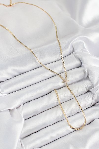 norsary Brass Zircon Stone Crushed Chain Starfish Model Gold Color Y Necklace