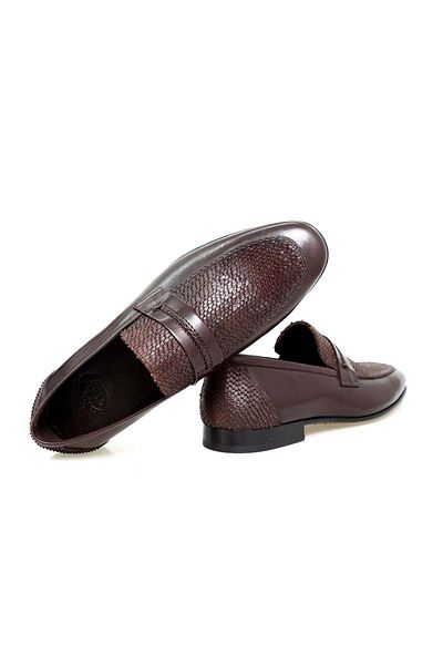 FRANCO CALVANI Brown Laceless Genuine Leather Men's Shoes