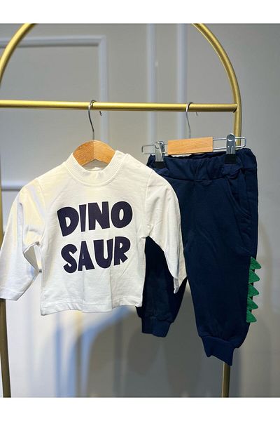 baume clothes Dinosaur Printed 3-Piece Hooded Baby Boy Top-Underwear Set