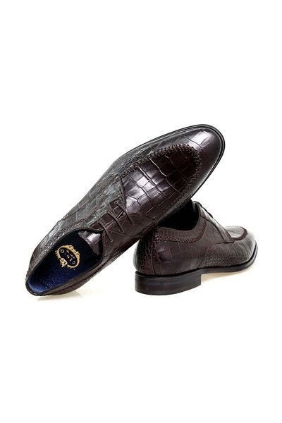FRANCO CALVANI Brown Lace-Up Genuine Leather Men's Shoes