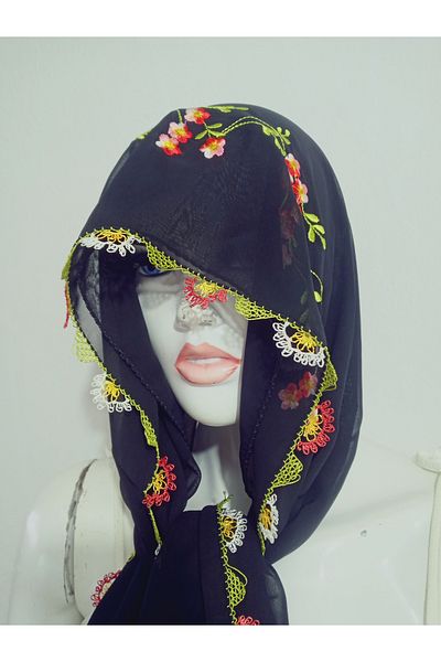 hoaryage Handmade Embroidery Embroidered Needle Embroidered Prayer Cover Dowry Holder Mevlit Hijab Crepe Fabric 145X75 cm