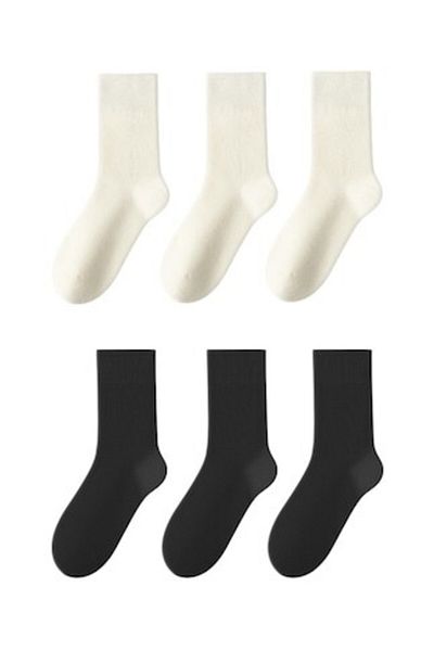 OEM PremierPeds - Women's Socks, Cotton, Stacked, Set of 6 Pairs, Size 37-43, Cream/Black