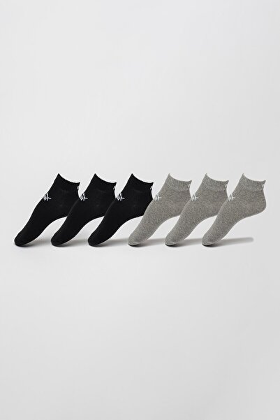 Puma , Set of Unisex Socks in Cotton Blend - 6 Pairs, Gray Melange, Black, 35-38