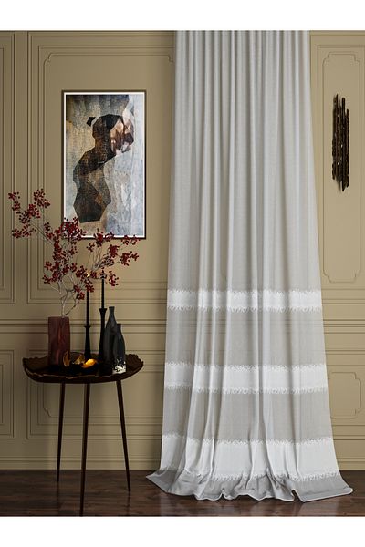 OnyxHome Fethi̇ye Linen Bearded Tulle Curtain