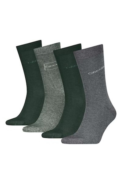 Calvin Klein , Set of long socks made from cotton blend - 4 pairs, Sea green, Fern green, Dark gray