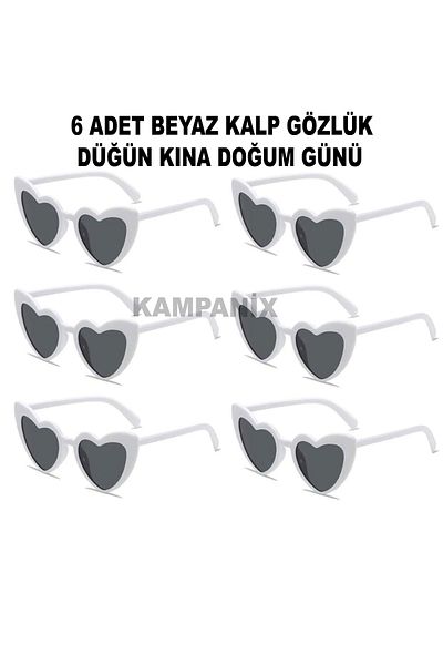 KAMPANİX Heart Bride Eyeglasses White 6-Piece Opportunity Set Birthday Chinese Night Bride to Be Bridesmaid Celebration